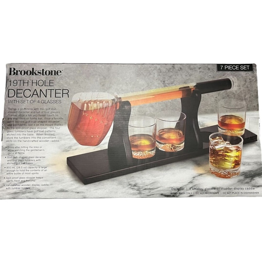 Brookstone Black Bar Accessory Set with Globe Decanters - Picture 2 of 2